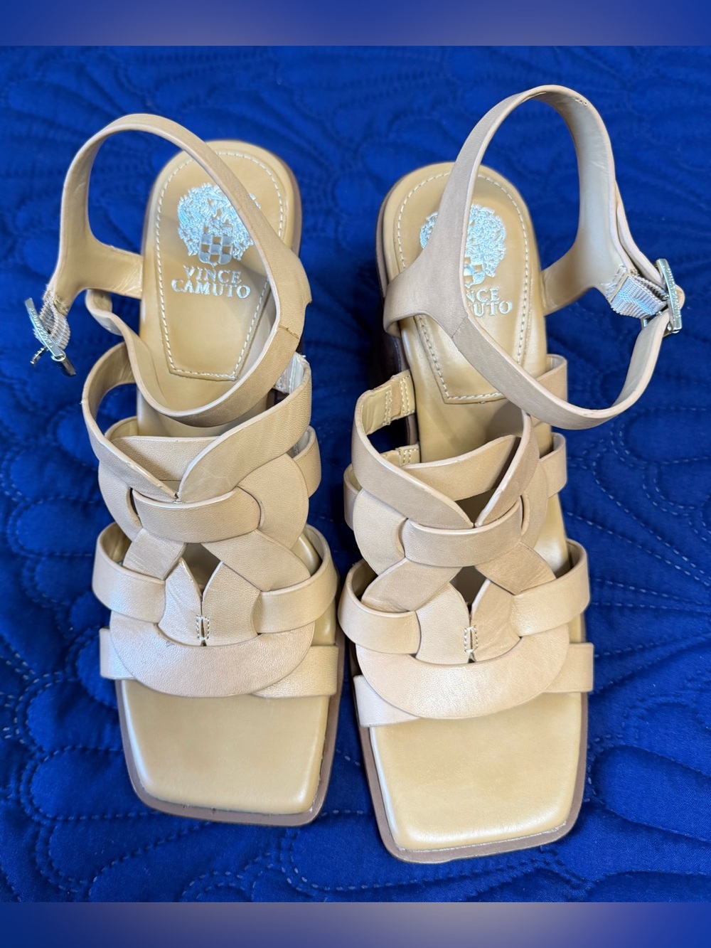🌼 NEW Vince Camuto Islamorada Yellow Leather Block Heel Sandals | Size 8.5
